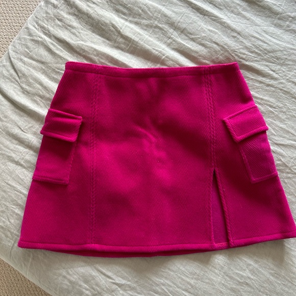 Maison Cleo handmade hot pink wool miniskirt with slit, never worn FR 36/Small - Picture 3 of 10